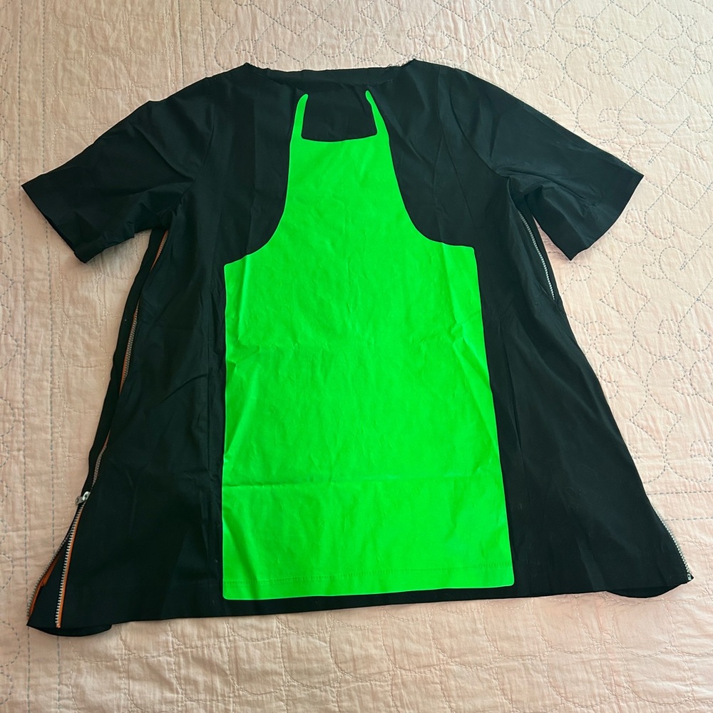 Adi Karni Black and Neon Green Apron Dress